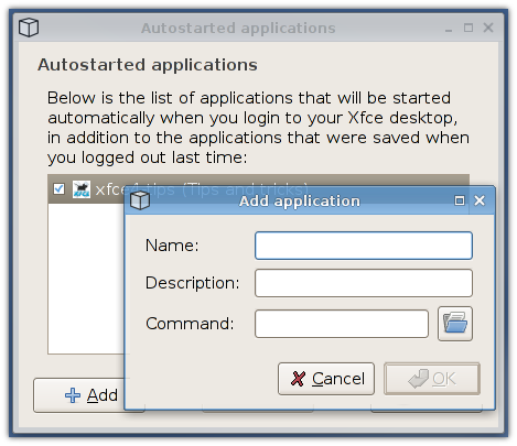 Xfce Autostart Editor